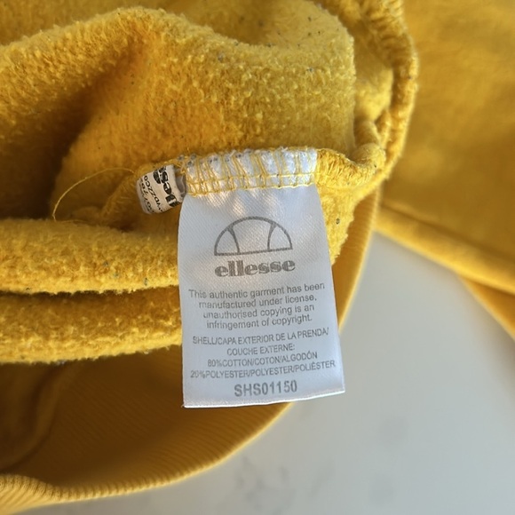 Ellesse Yellow Hoodie Front Logo Drawstring Size Medium Unisex - Picture 7 of 7